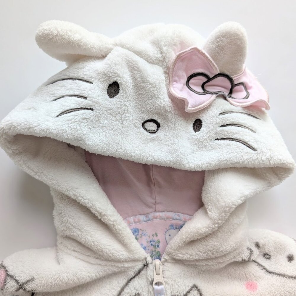Sanrio Hello Kitty Thick Hooded One Piece Pajamas Bow 9-10Y